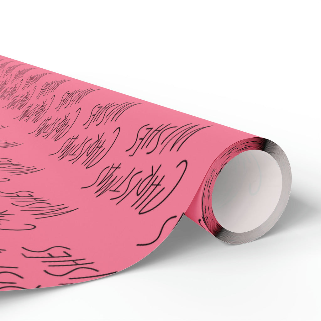 Christmas Wishes Pink Mid Century Retro Christmas Print Holiday Gift Wrap Paper - Glossy Or Matte