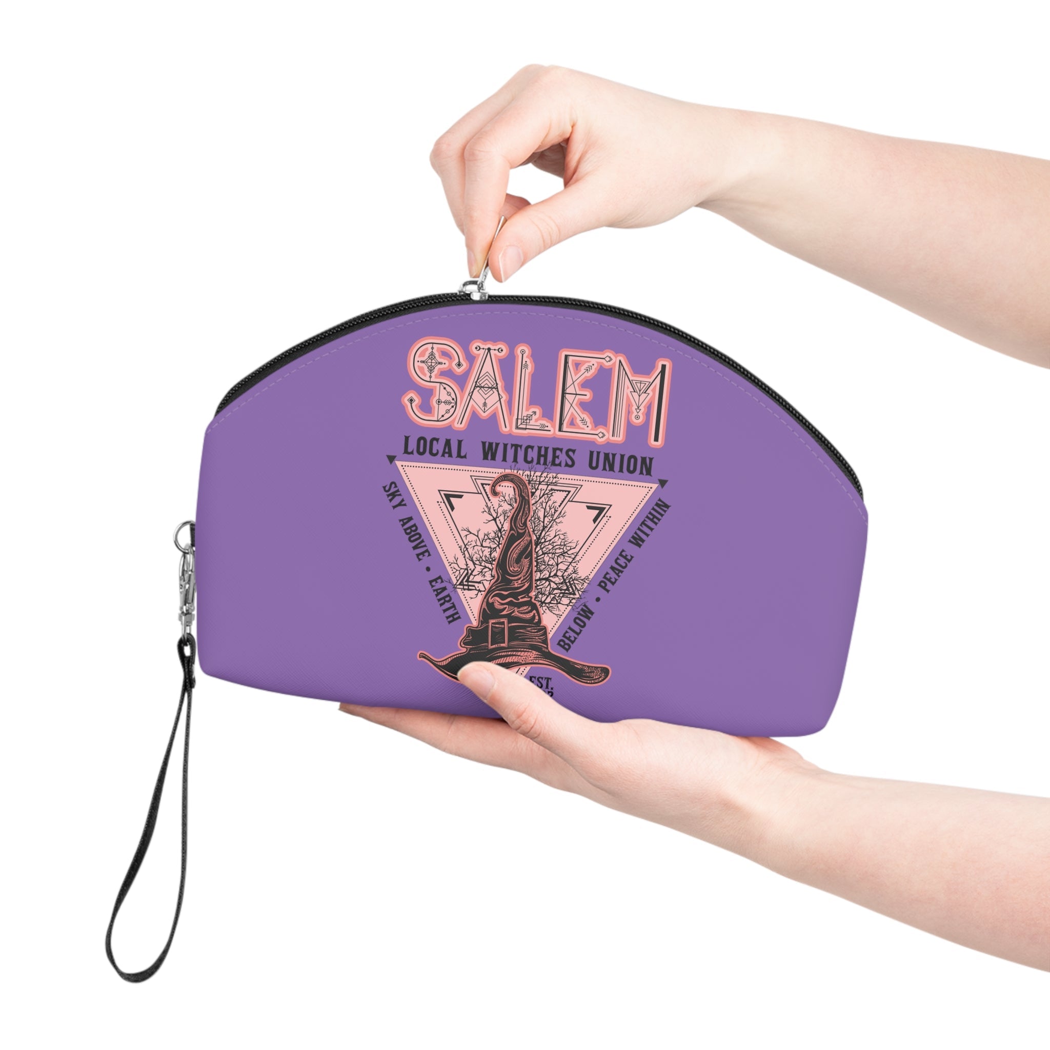 Salem Witches Union Purple Halloween Travel Cosmetic Makeup Bag