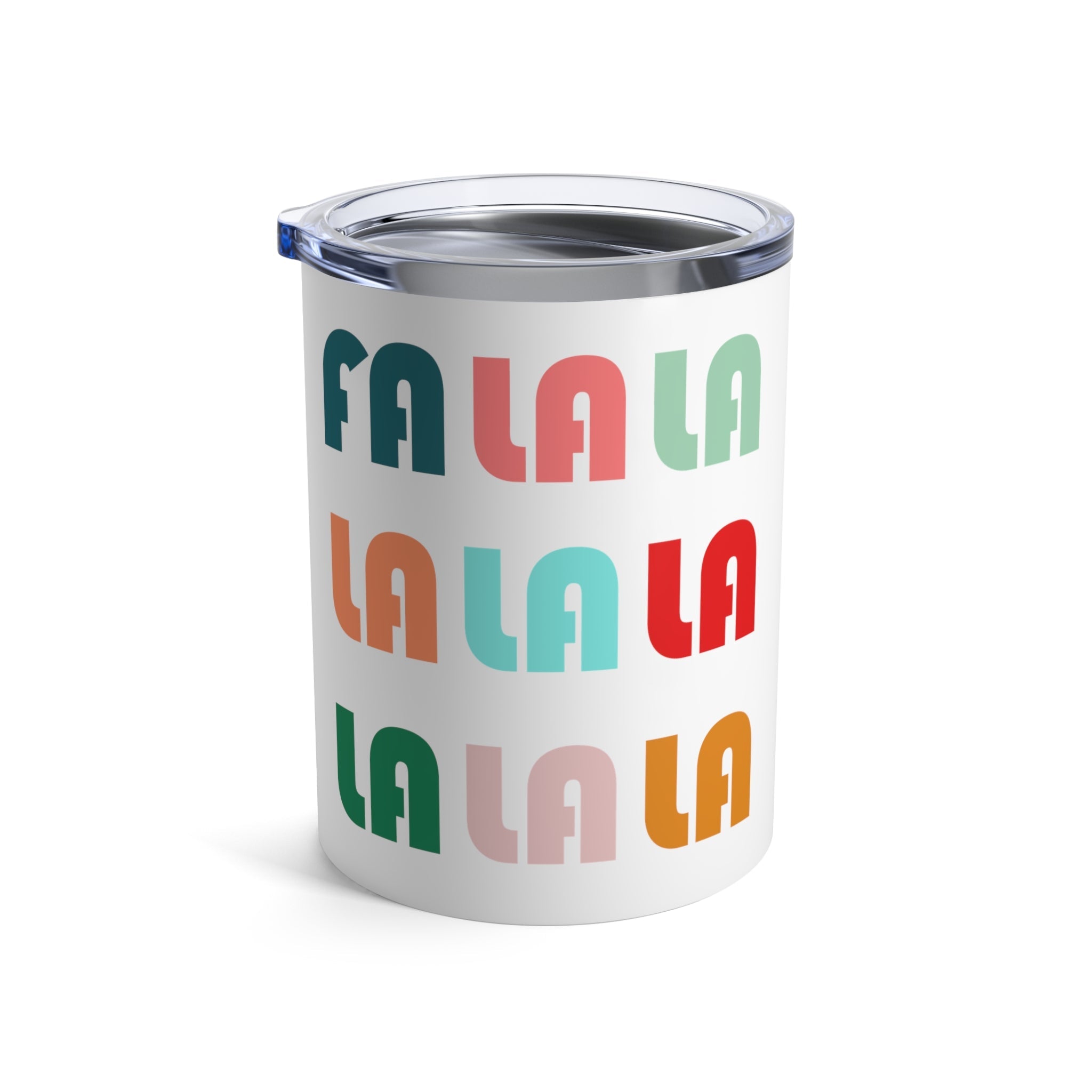 Fa La La La Retro Style Christmas Print Stainless Steel Tumbler 10oz