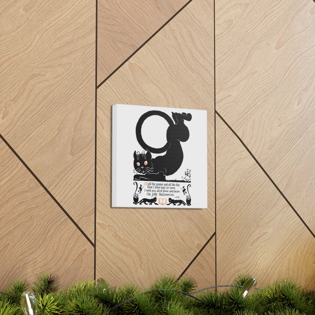 Black Cat Vintage Poem Retro Halloween Print Canvas Gallery Wraps