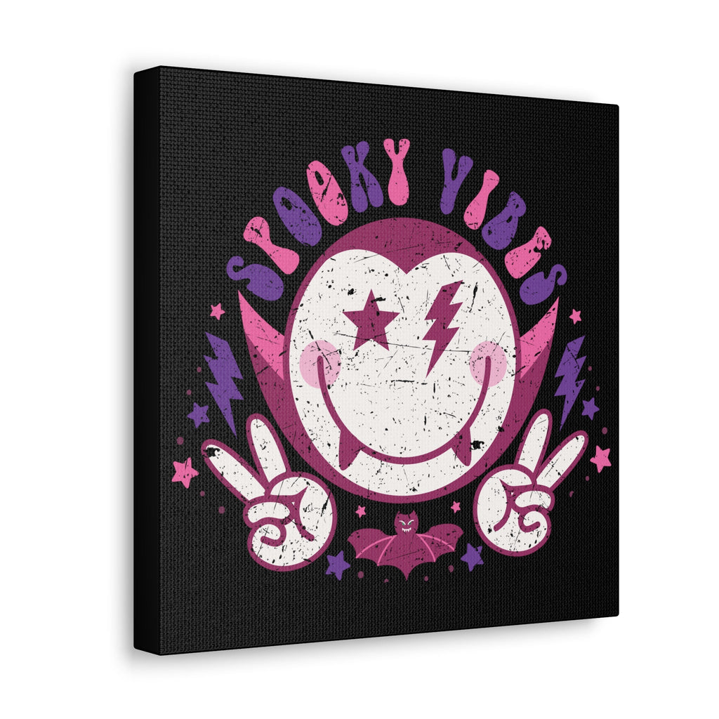 Spooky Vibes Distressed Style Halloween Print Canvas Gallery Wrap