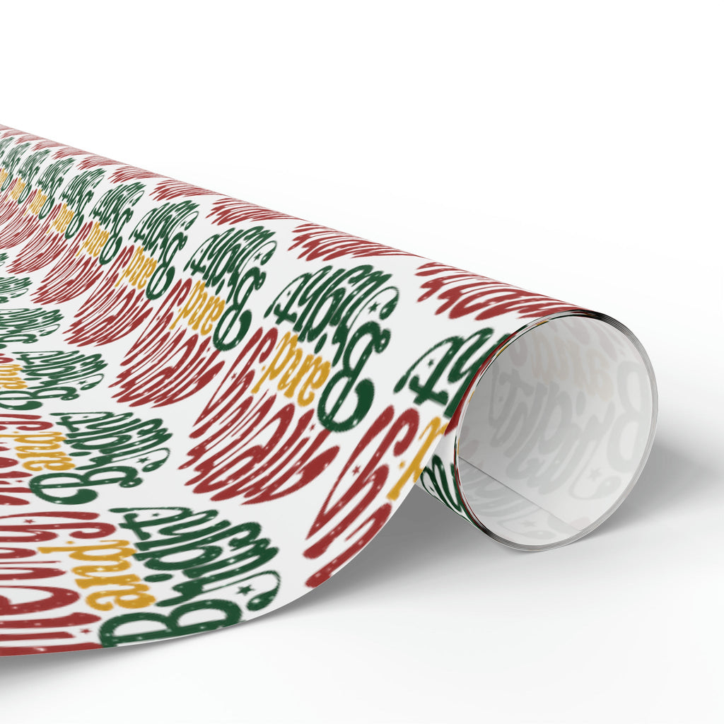 Merry And Bright Christmas Print Holiday Gift Wrap Paper - Glossy Or Matte
