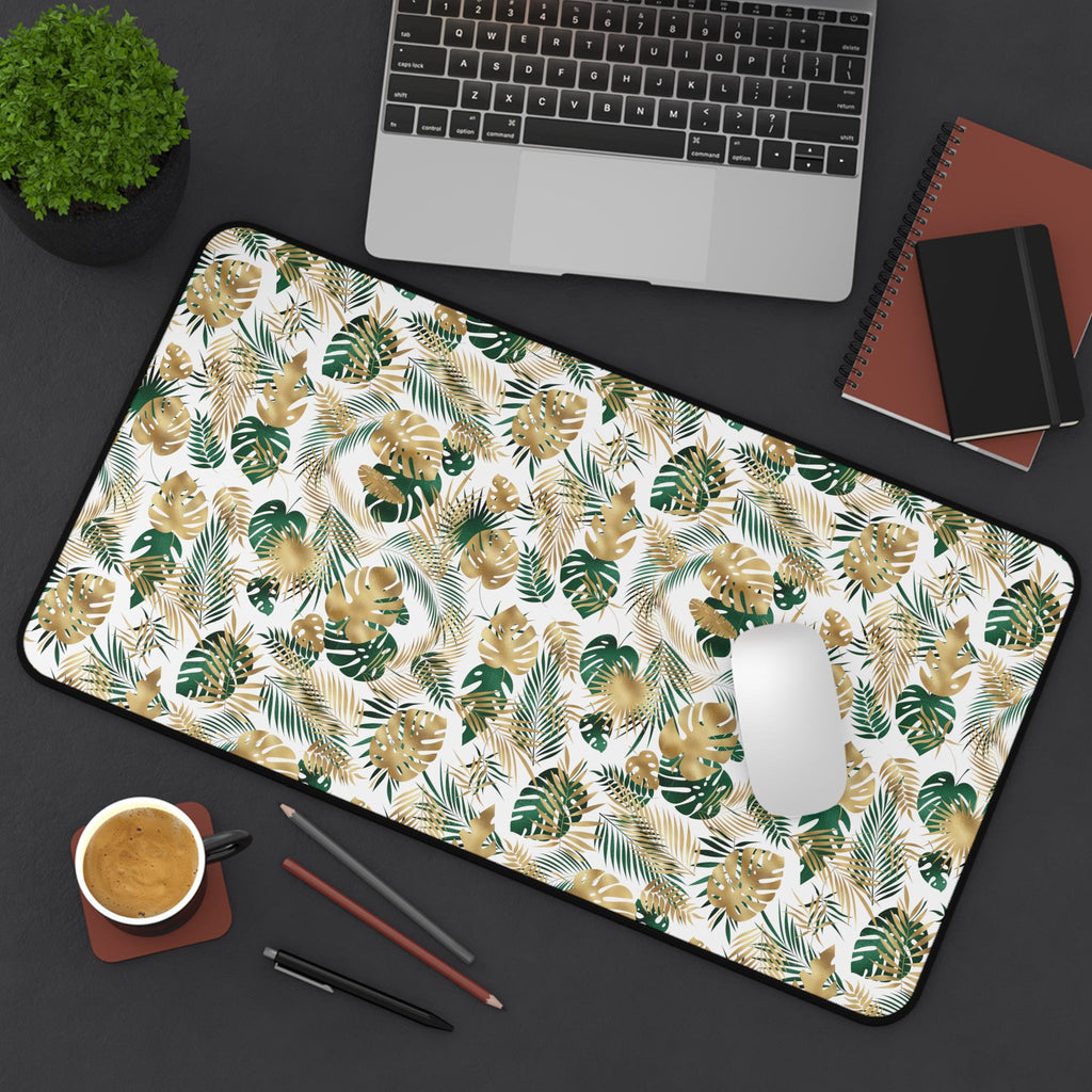 Gold and Green Palm Desk Mat - 3 size options