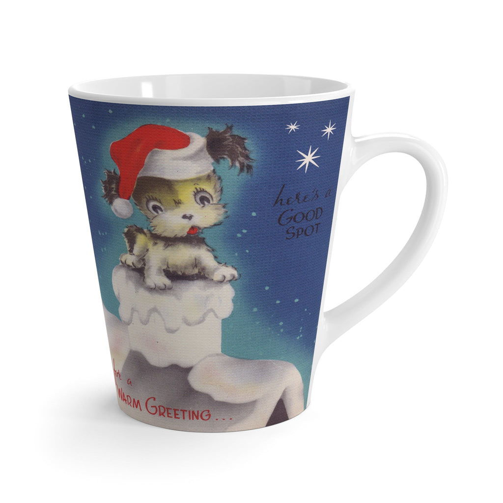 Cute Puppy Retro Christmas Print Latte Coffee Mug