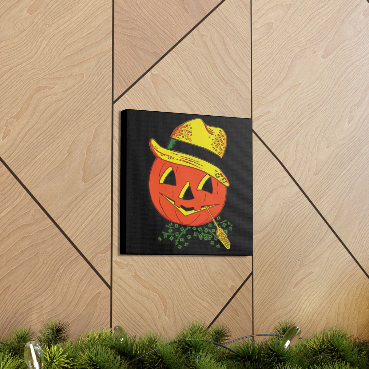 Halloween Scarecrow Retro Halloween Decor Print Canvas Gallery Wrap