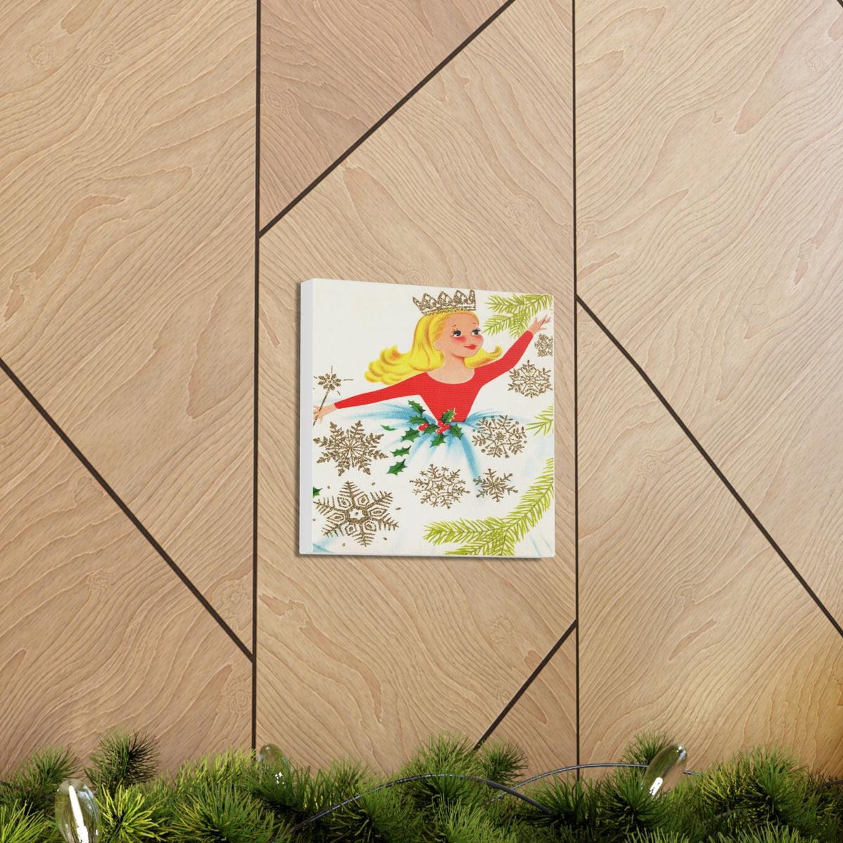Christmas Fairy 50s Mid Century Retro Christmas Print Canvas Gallery Wrap