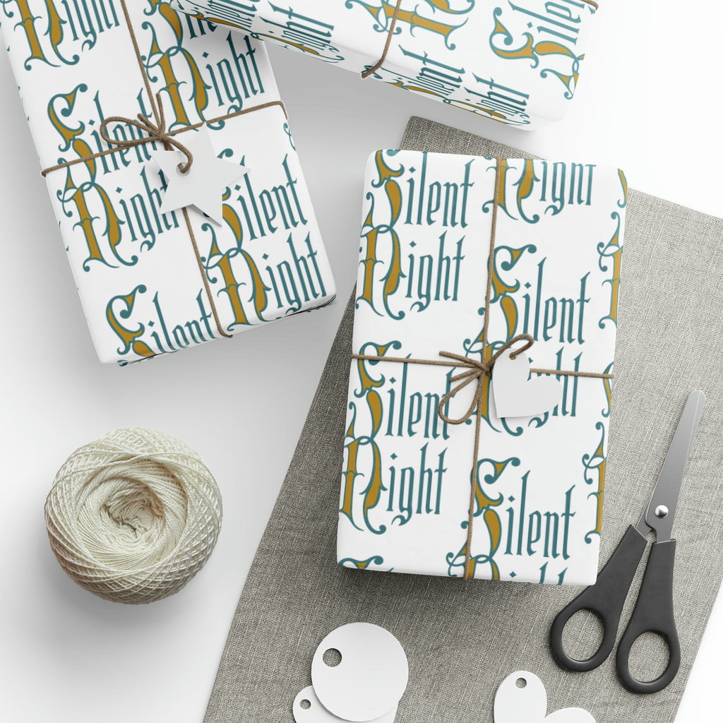 Silent Night Retro Style Christmas Holiday Gift Wrap Paper - Glossy Or Matte
