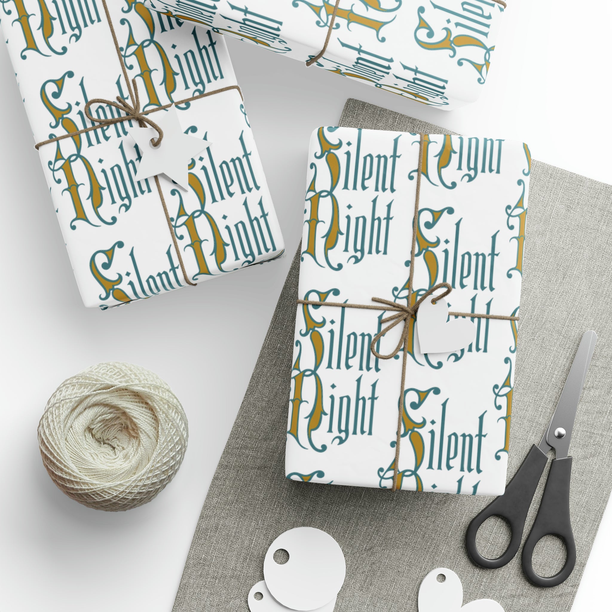 Silent Night Retro Style Christmas Holiday Gift Wrap Paper - Glossy Or Matte