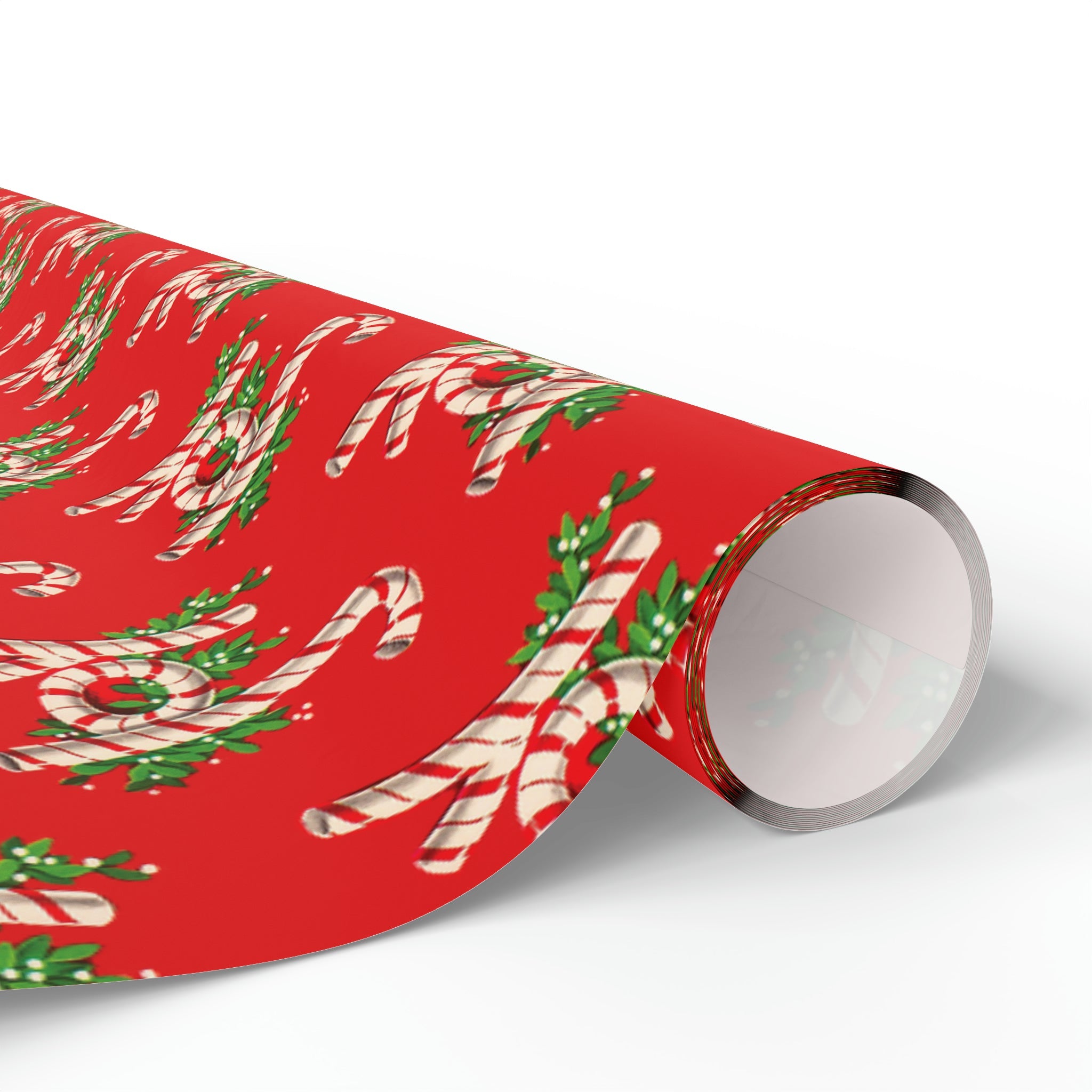 Joy Candy Canes Retro Christmas Holiday Gift Wrap Paper - Glossy Or Matte