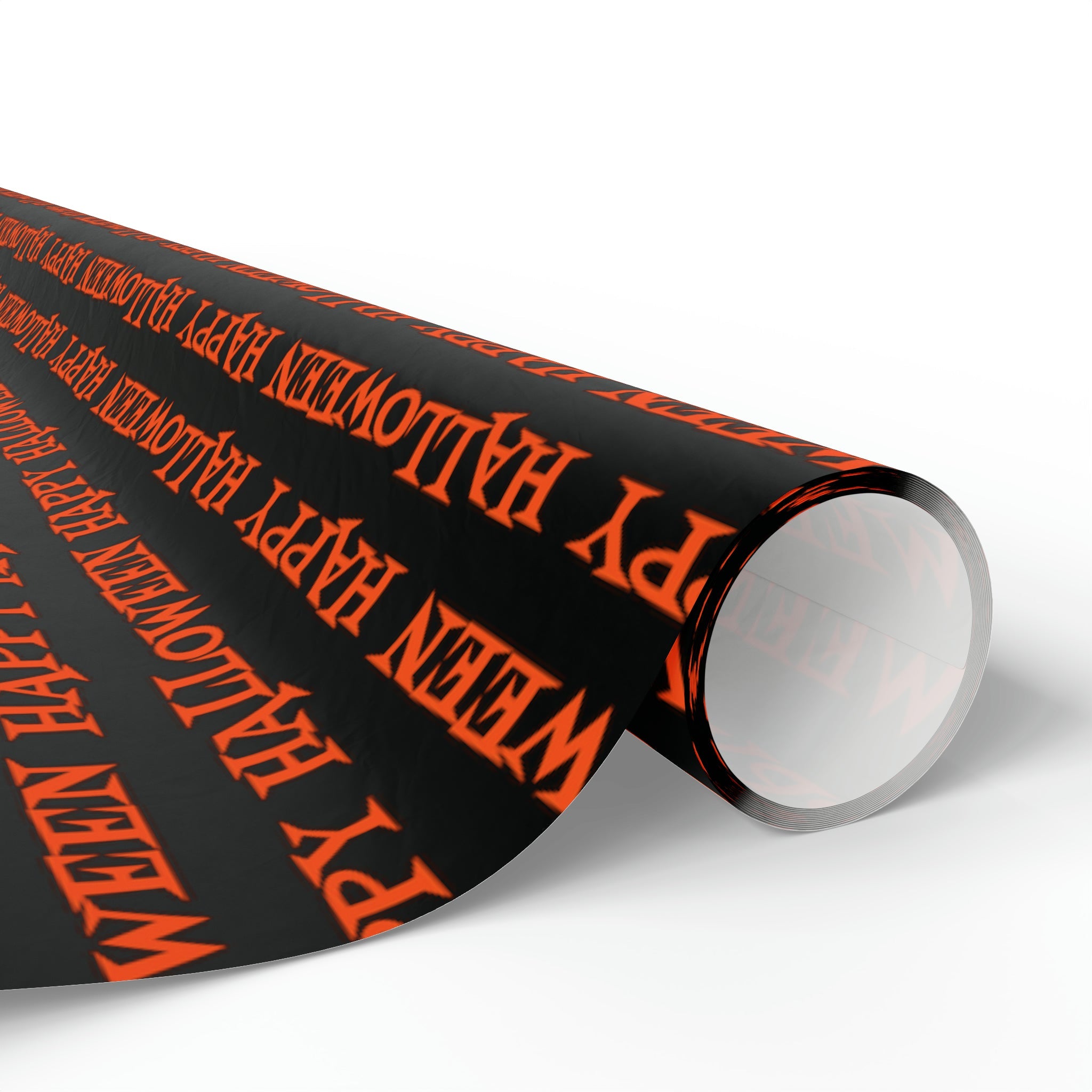 Happy Halloween Orange And Black Atomic Mid Century Retro Style Halloween Holiday Gift Wrap Paper - Glossy Or Matte