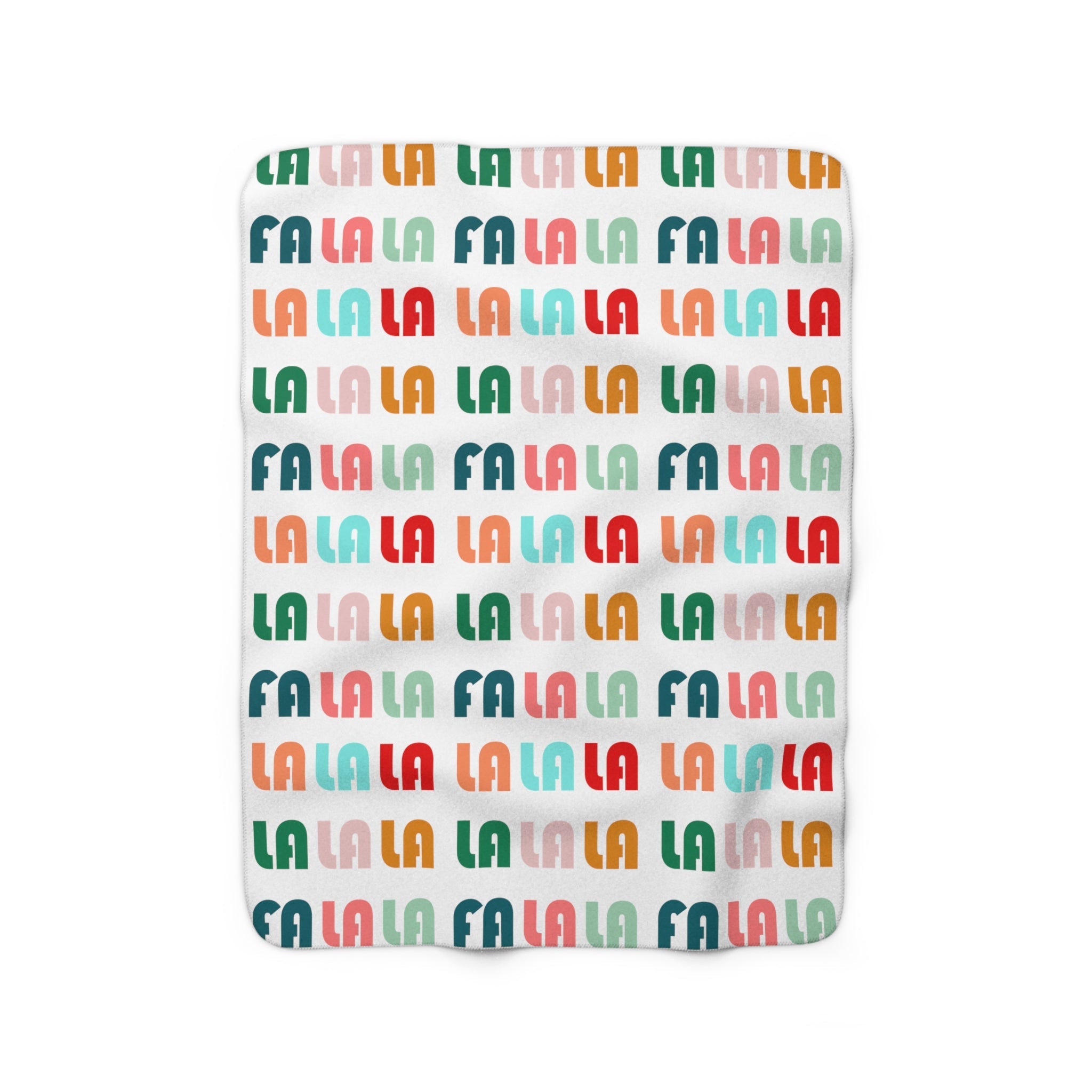 Fa La La Christmas Retro Style Print Sherpa Fleece Blanket