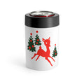 Red Reindeer Christmas Trees Mid Century Retro Christmas Print Stainless Steel Can Holder