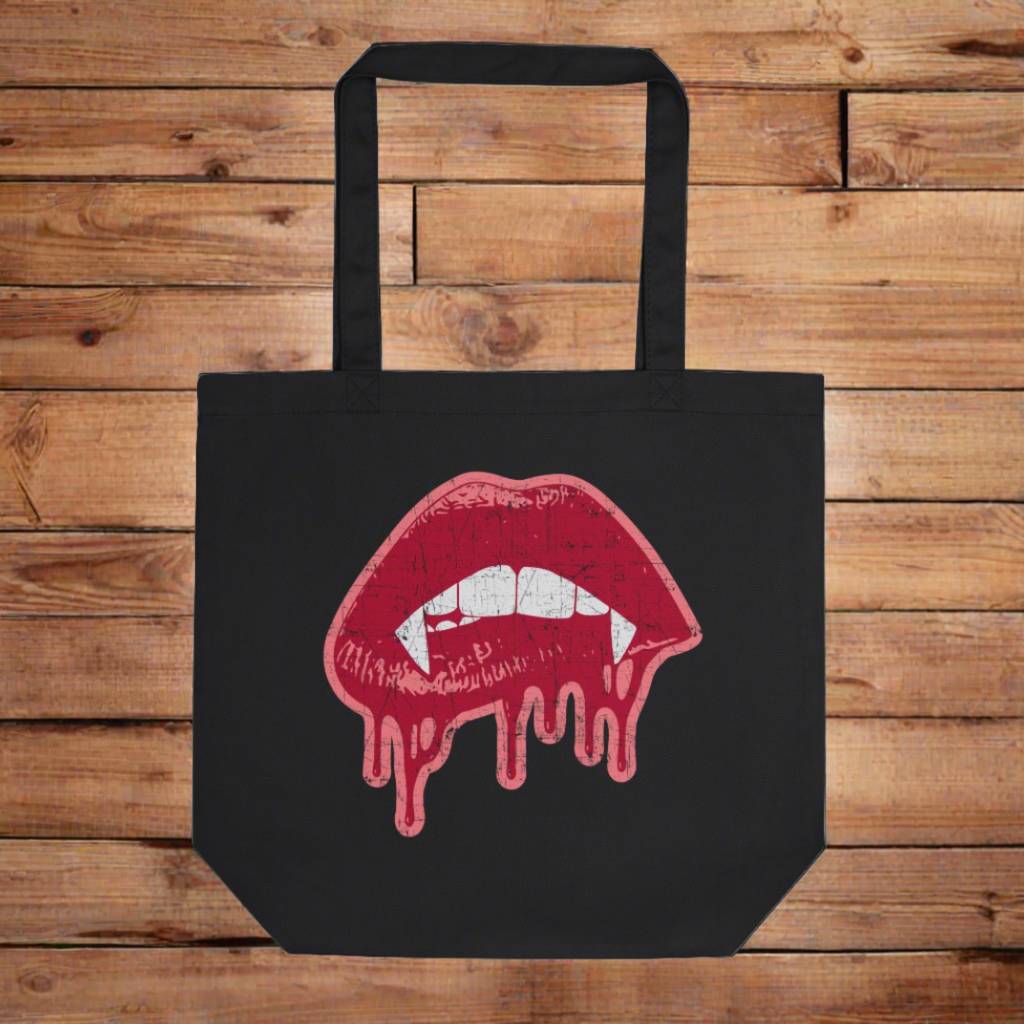 Vampire Fangs Halloween Eco Cotton Tote Bag