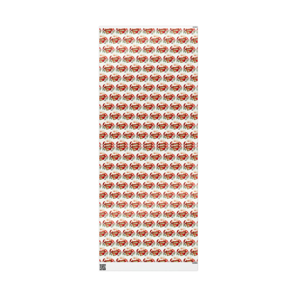 Santa And Mrs Claus Making Christmas Cheer Retro Holiday Gift Wrap Paper - Glossy Or Matte