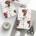 Merry Christmas Diverse Black Santa Gold Stars Retro Holiday Gift Wrap Paper - Glossy Or Matte