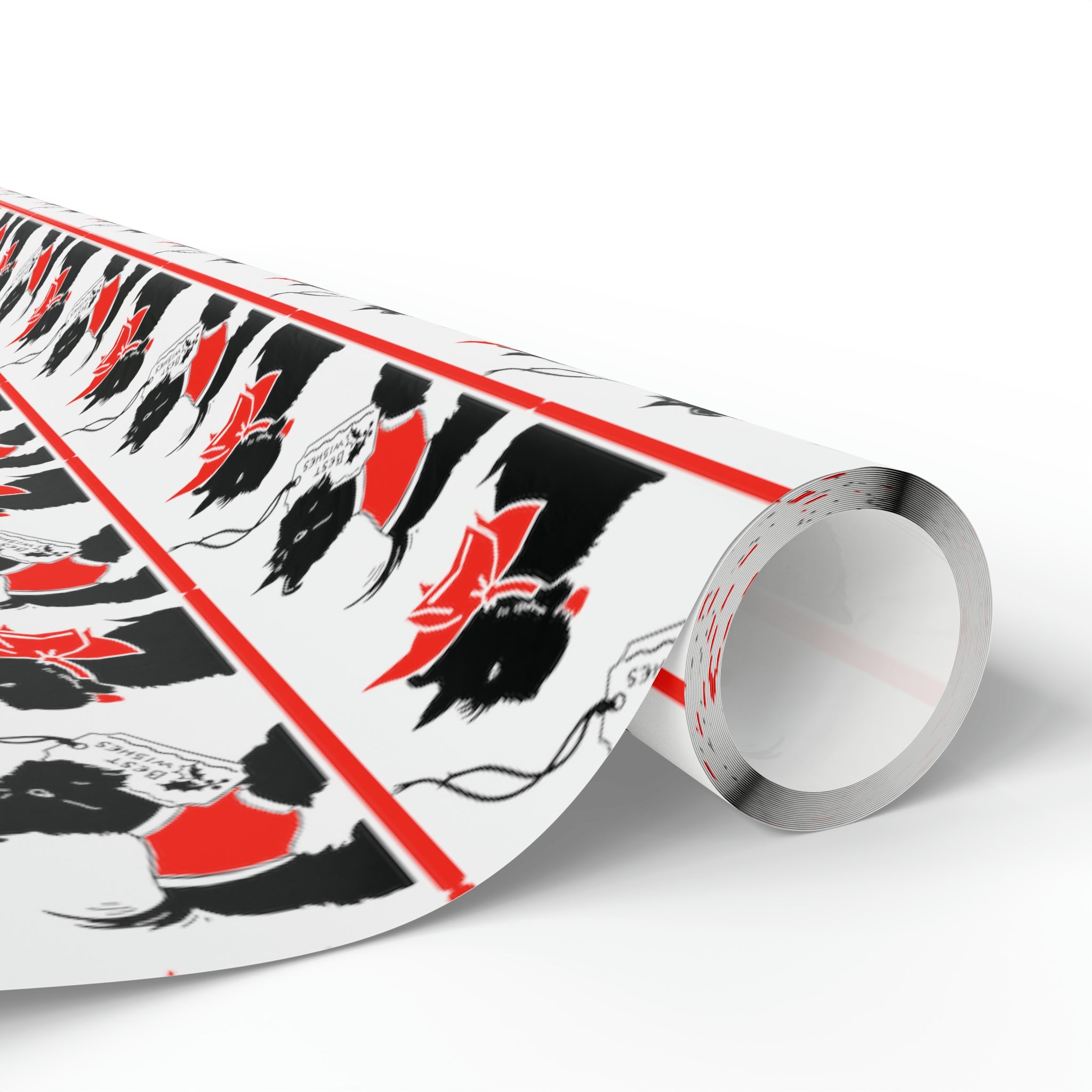 Best Wishes Christmas Scotties Mid Century Retro Christmas Print Holiday Gift Wrap Paper - Glossy Or Matte