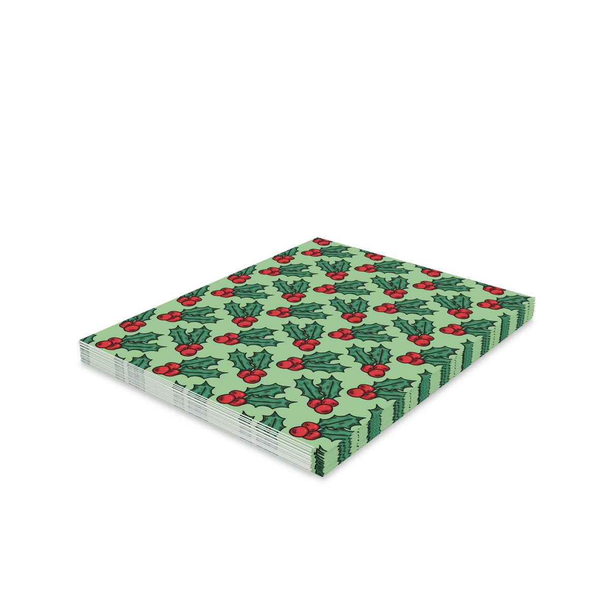 Cute Christmas Holly Print Matte Greeting Cards (8, 16, and 24 pcs)