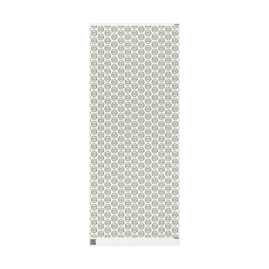 Merry Christmas Wreath Retro Style Christmas Print Holiday Gift Wrap Paper - Glossy Or Matte