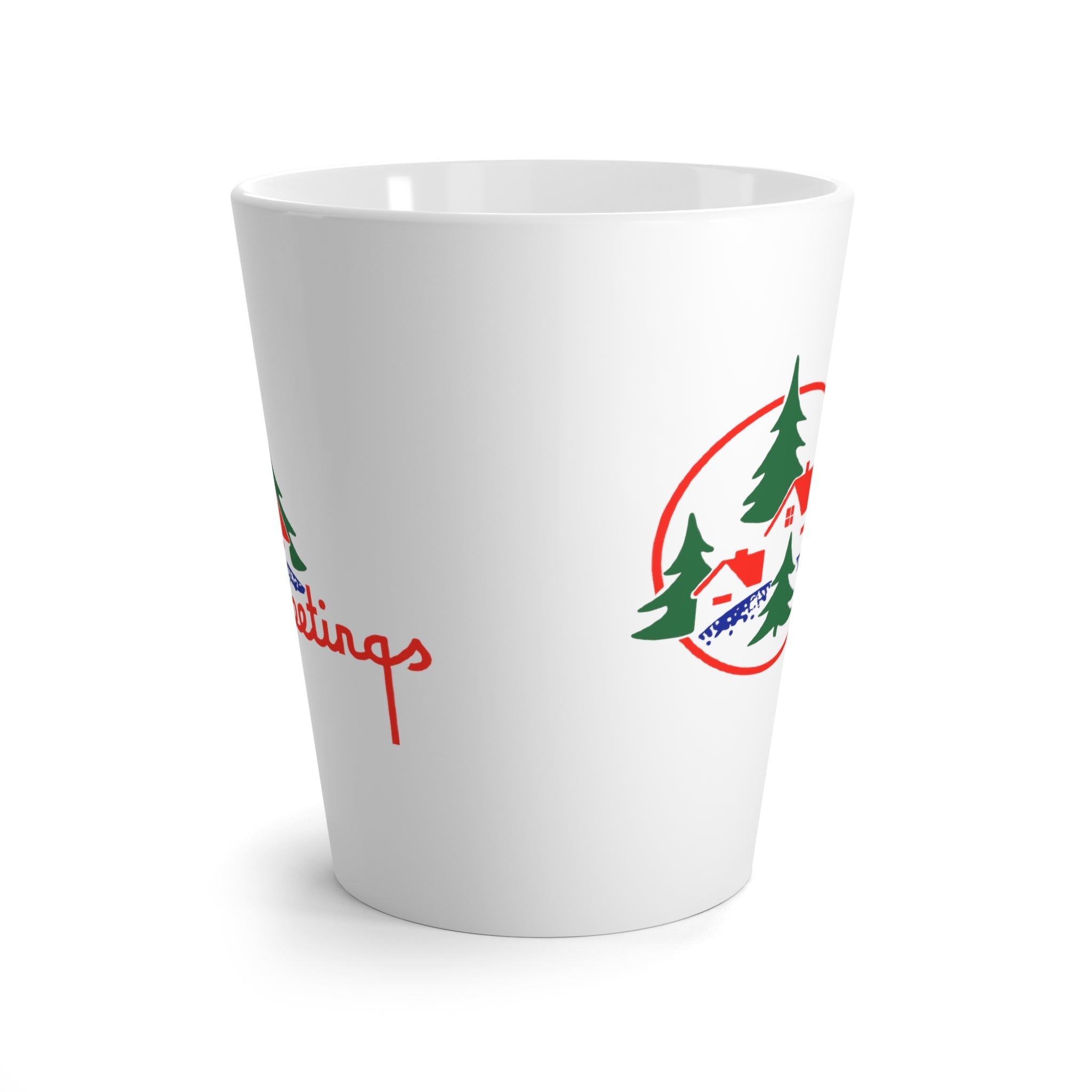 Greetings Retro Christmas Print Latte Coffee Mug