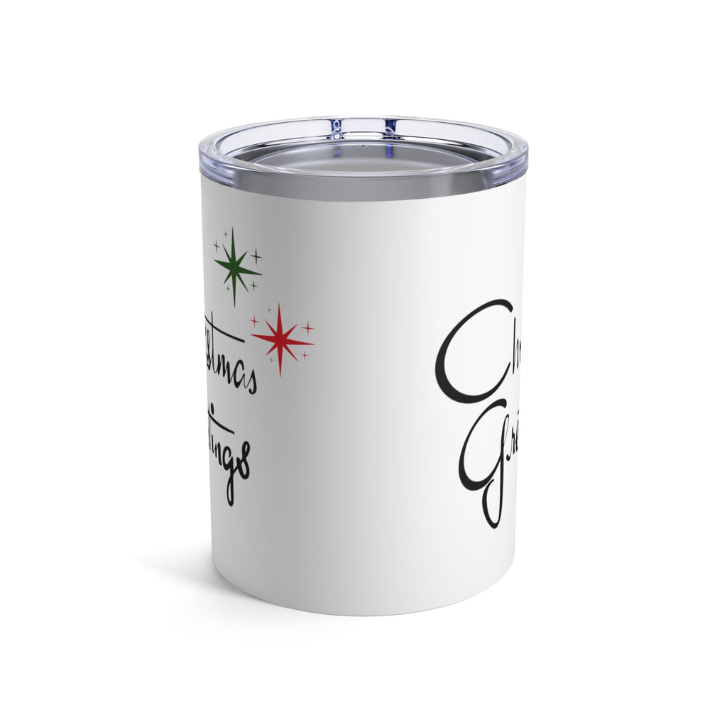 Christmas Greetings Starburst Retro Mid Century Christmas Print Stainless Steel Tumbler 10oz