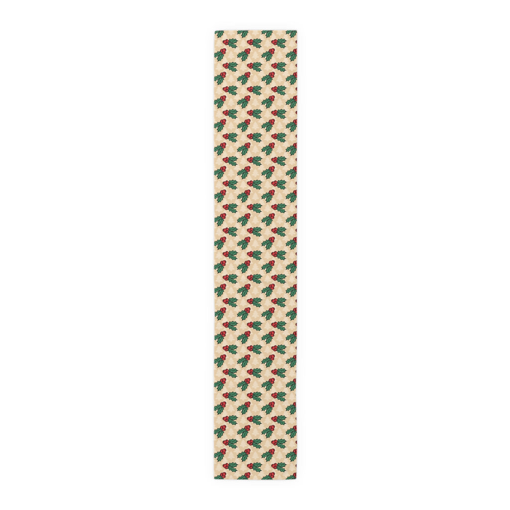 Christmas Holly Trees Polyester Table Runner