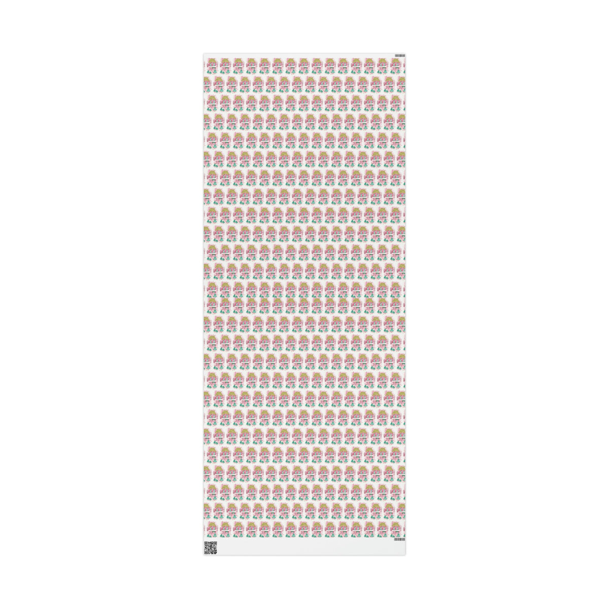 Pink Christmas House Mid Century Retro Christmas Print Holiday Gift Wrap Paper - Glossy Or Matte