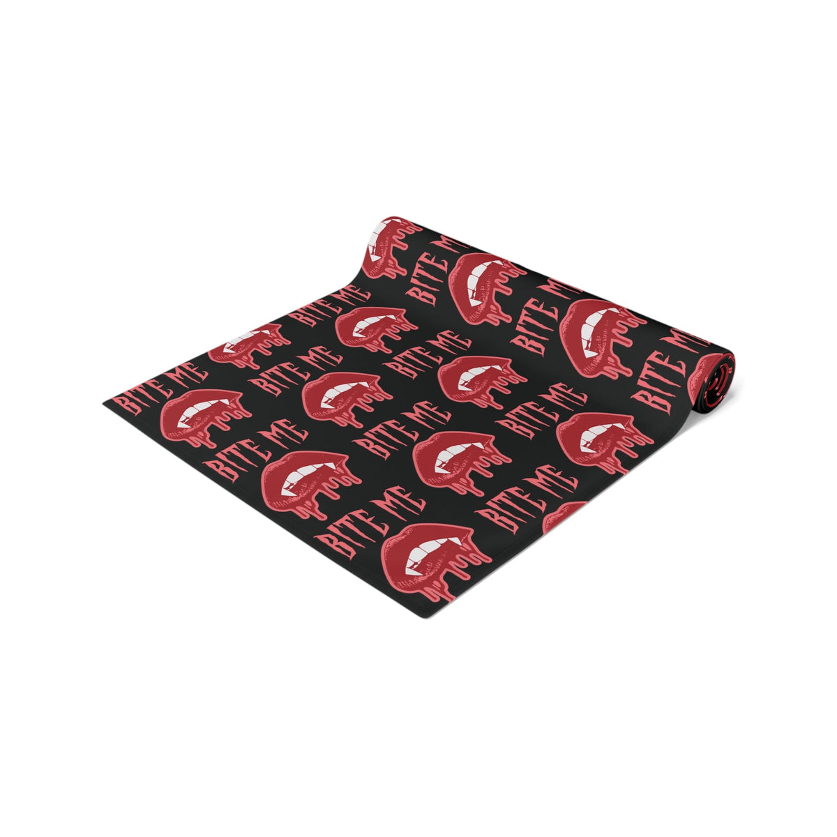 Bite Me Vampire Fangs Bloody Halloween Black Decor Cotton Poly Table Runner