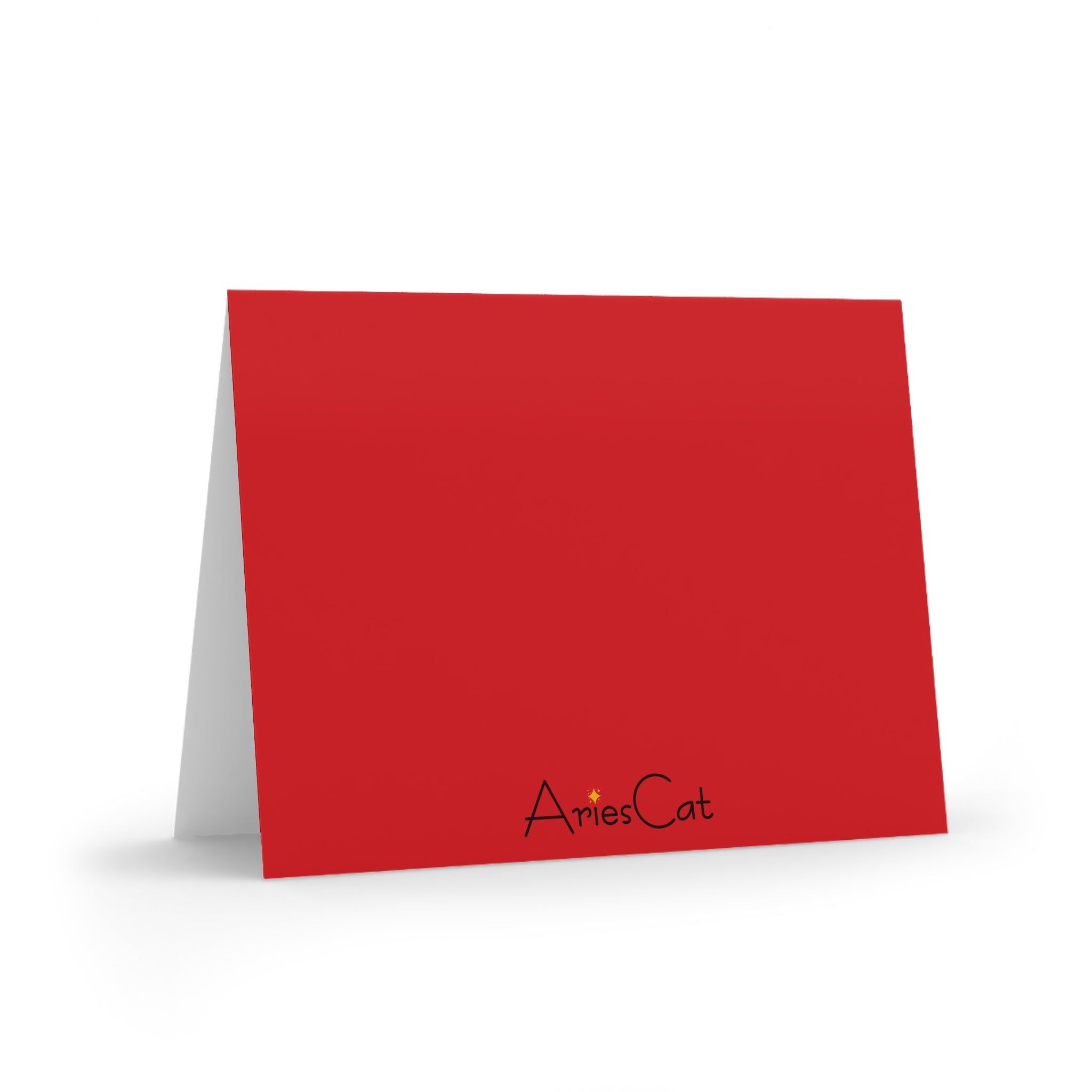 Christmas Mouse On Scooter Stars Mid Century Retro Christmas Print Red Matte Greeting Cards (8, 16, and 24 pcs)