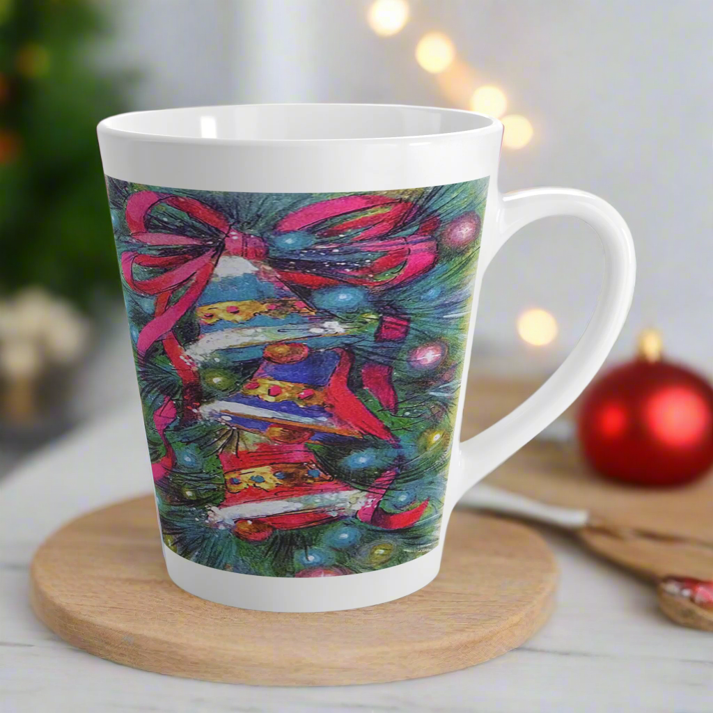 Christmas Bells Mod Retro Latte Coffee Mug