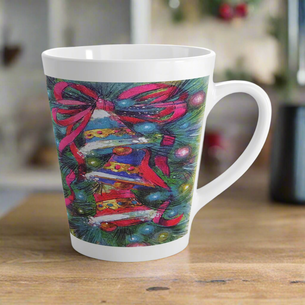 Christmas Bells Mod Retro Latte Coffee Mug