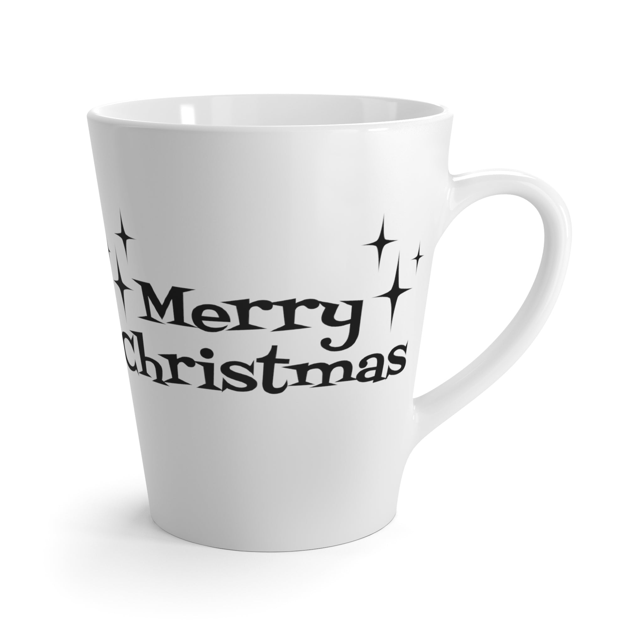 Merry Christmas White And Black Atomic Mid Century Retro Style Latte Mug