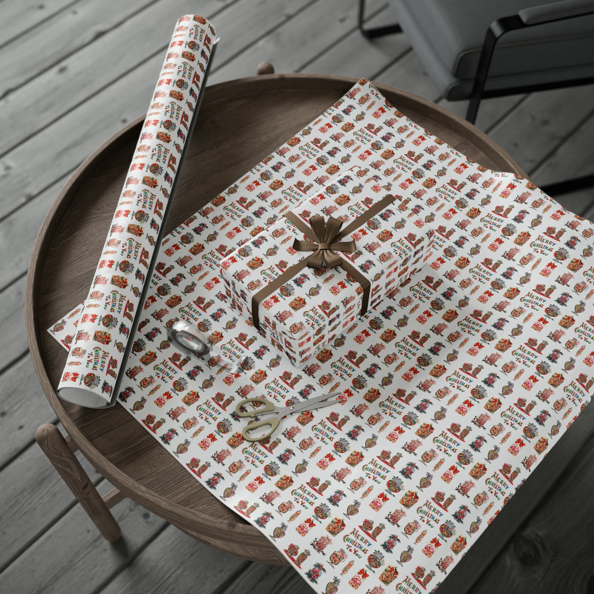 Merry Christmas To You Christmas Candy Mid Century Retro Christmas Print Holiday Gift Wrap Paper - Glossy Or Matte