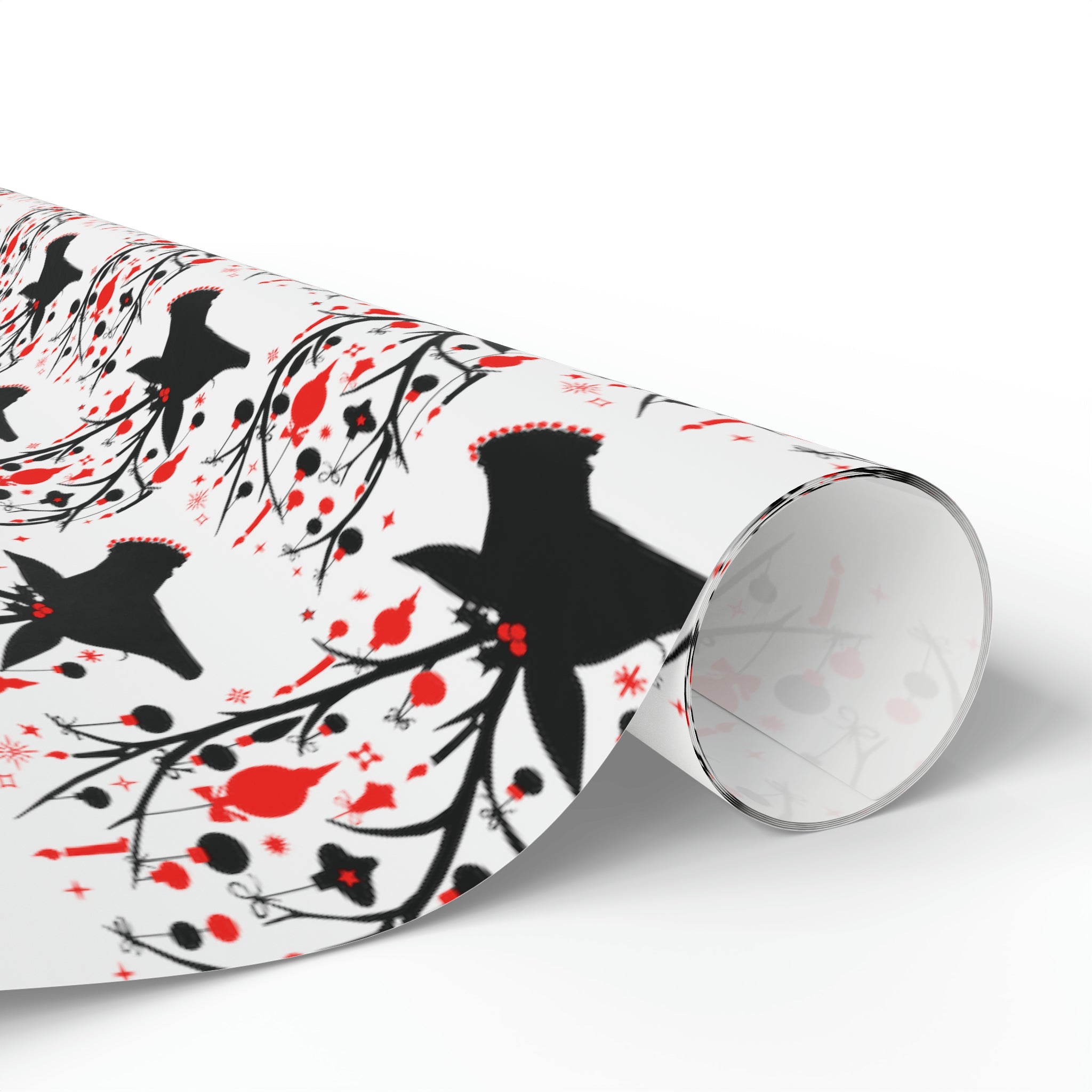 Reindeer Silhouette With Ornaments Mid Century Retro Christmas Print Holiday Gift Wrap Paper - Glossy Or Matte