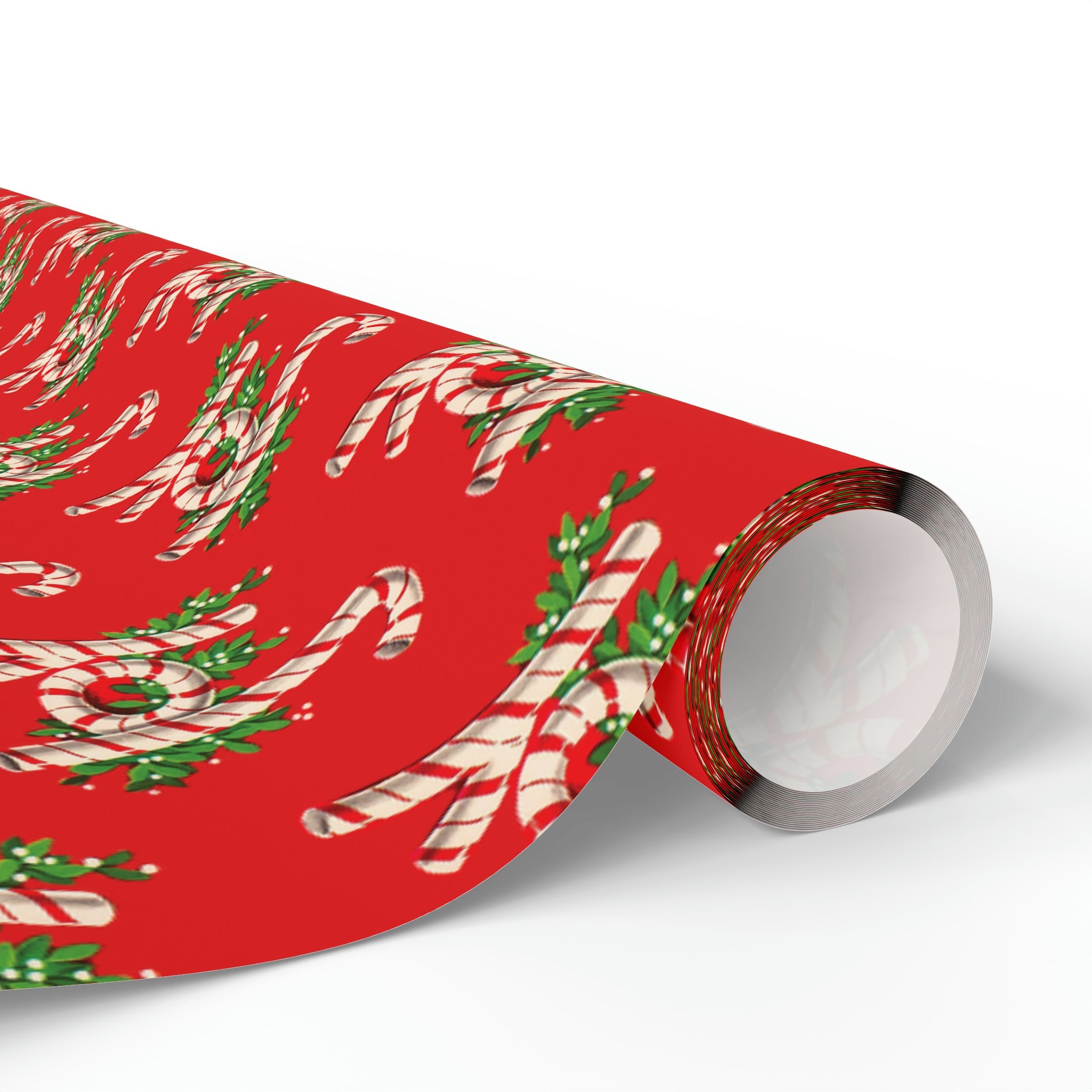 Joy Candy Canes Retro Christmas Holiday Gift Wrap Paper - Glossy Or Matte