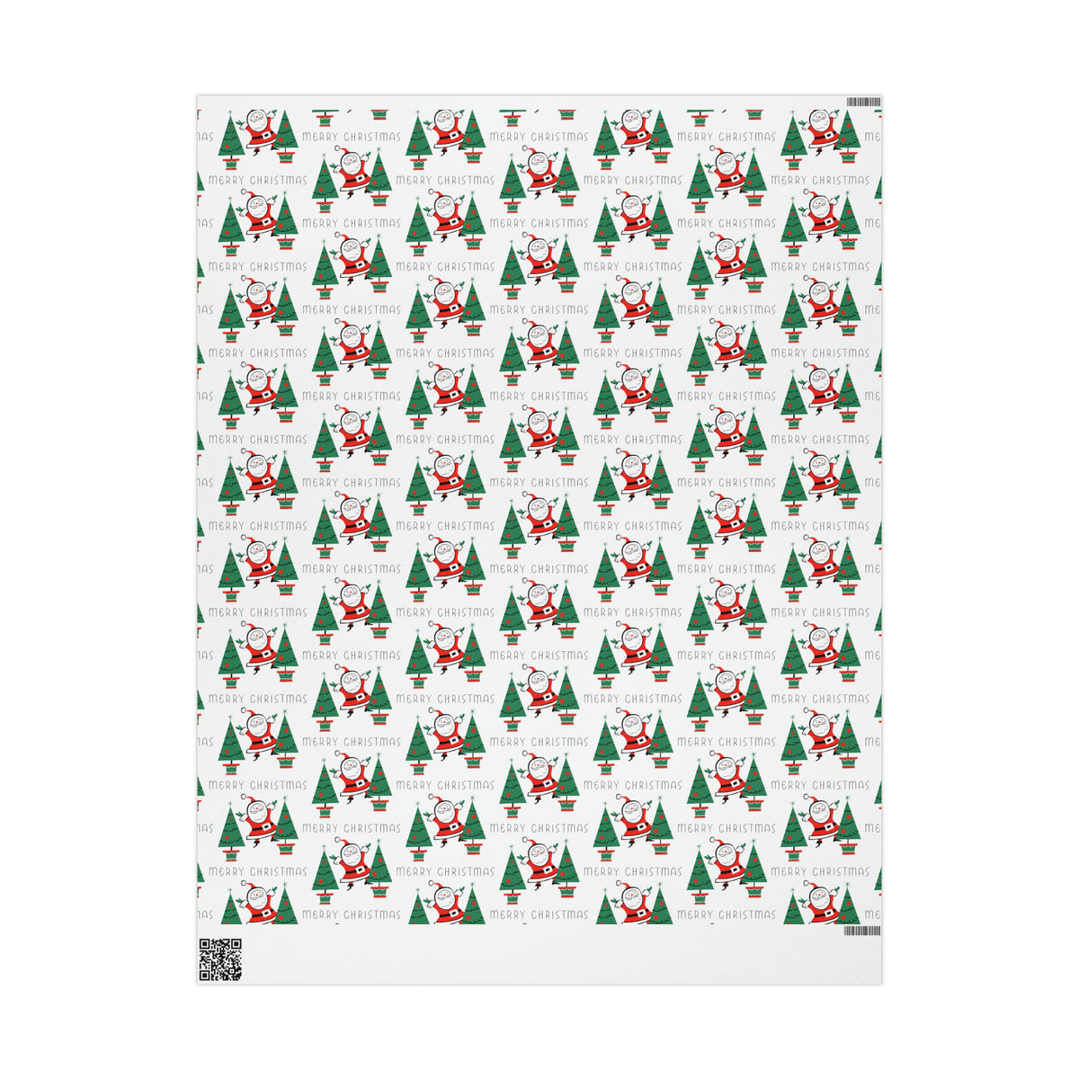 Merry Christmas Santa Christmas Trees Mid Century Retro Christmas Print Holiday Gift Wrap Paper - Glossy Or Matte