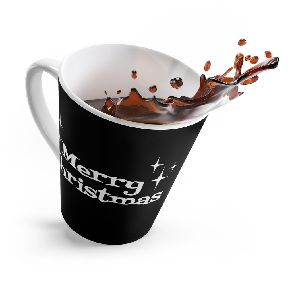 Merry Christmas Black And White Atomic Mid Century Retro Style Latte Mug