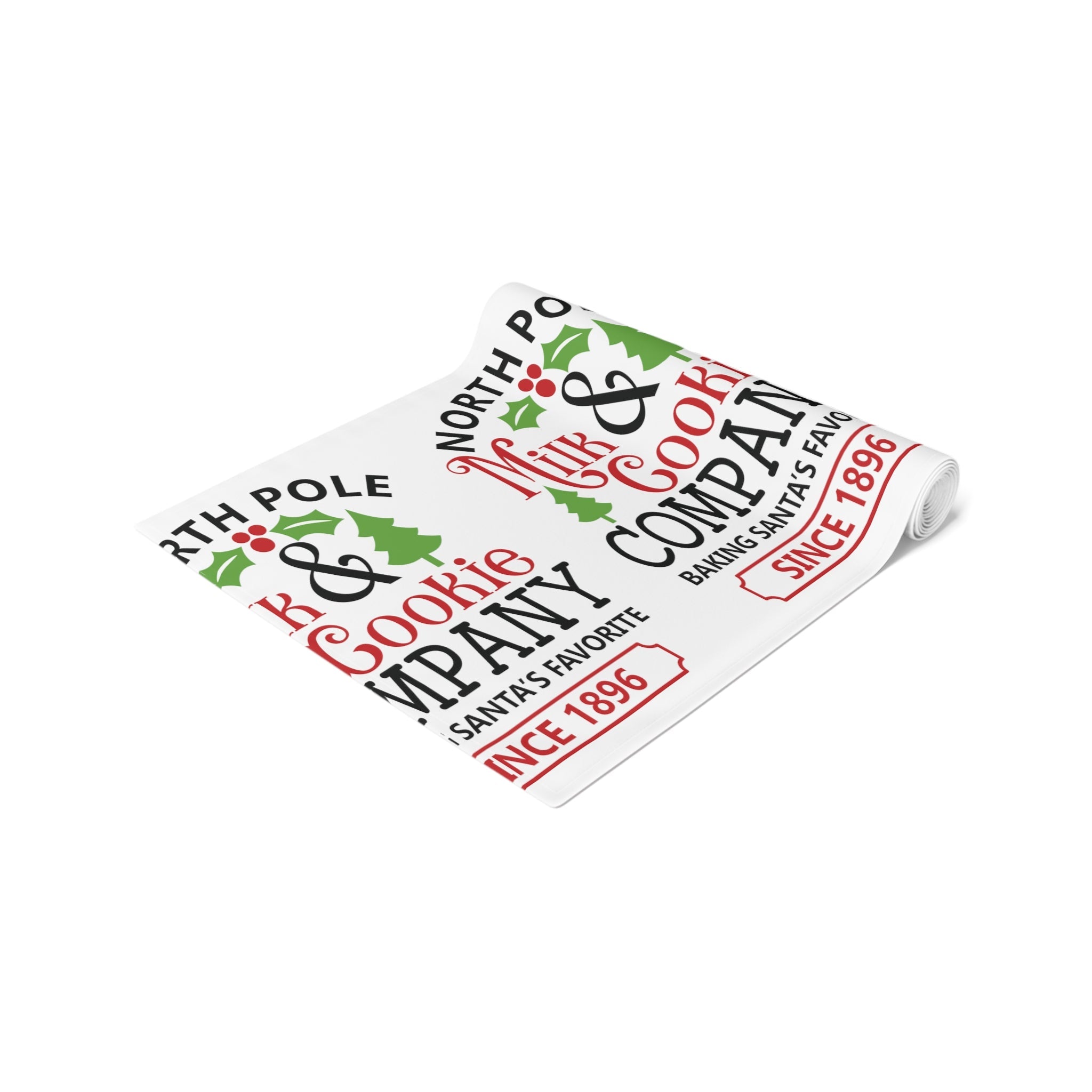 North Pole Milk And Cookie Company Christmas Print Home Decor Cotton Poly Table Runner