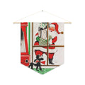 Santa With Presents And Little Black Poodle Retro Christmas Print Wall Hanging Banner Flag