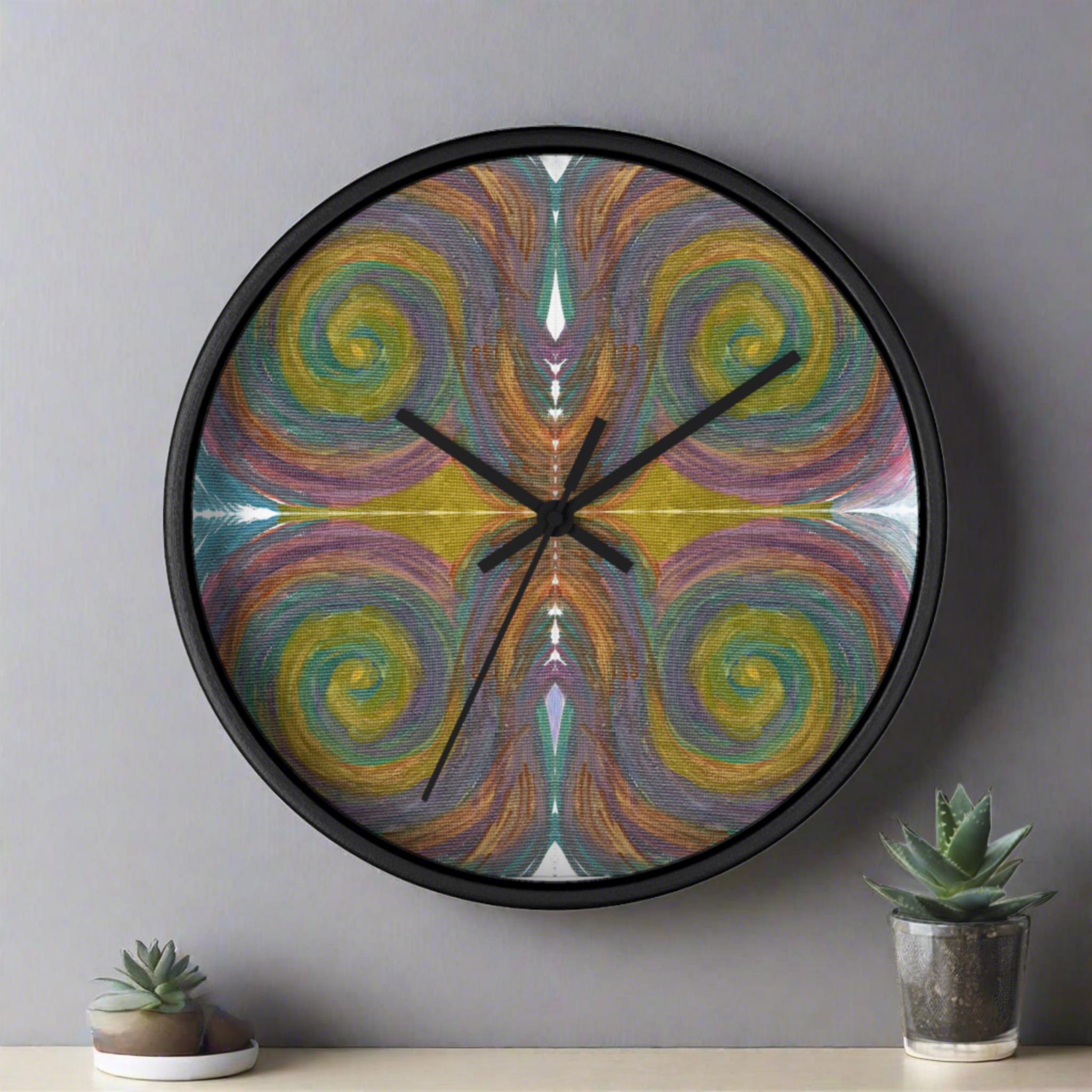 Solar Spirals Caden Caraco Silent Black Wooden Wall Clock