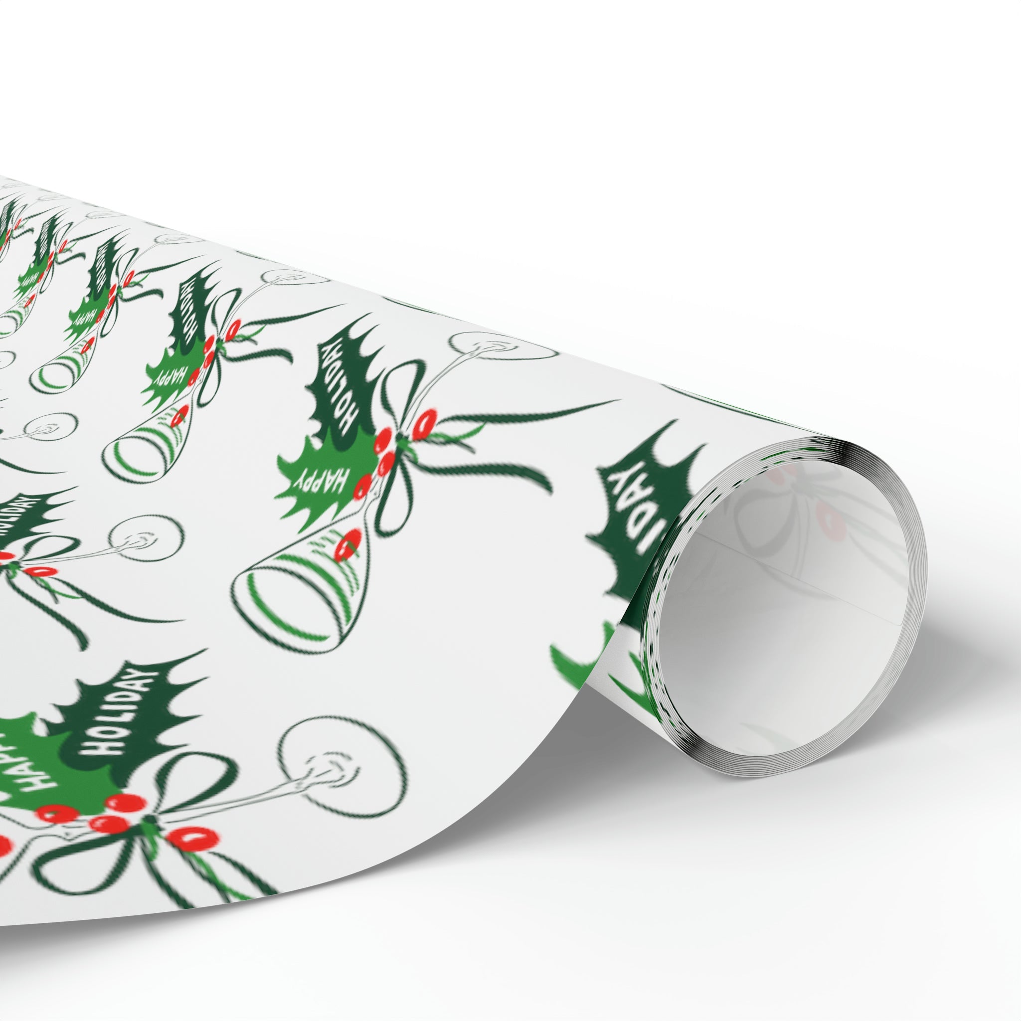 Happy Holidays Champagne Cocktails Mid Century Retro Christmas Print Holiday Gift Wrap Paper - Glossy Or Matte