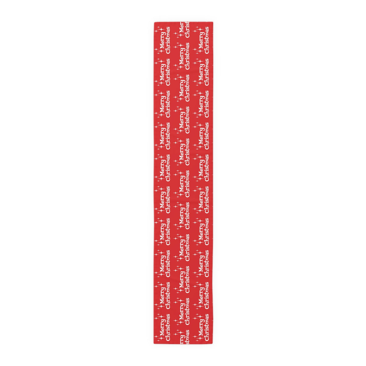 Merry Christmas Starburst Atomic Mid Century Retro Style Christmas Decor Red Cotton Poly Table Runner