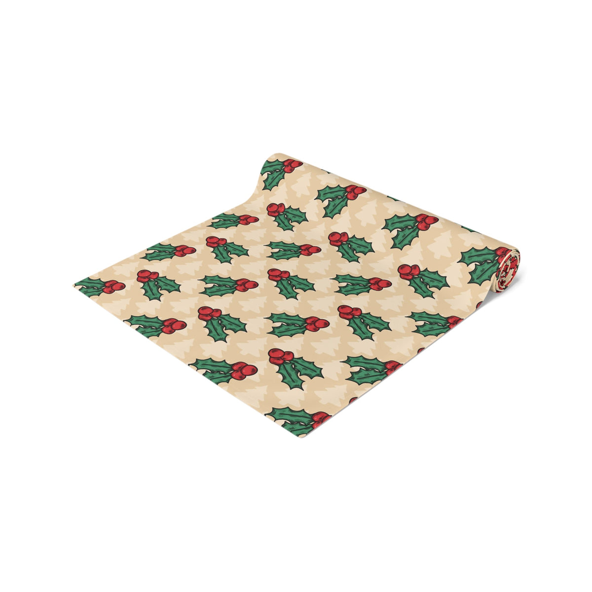 Christmas Holly Trees Polyester Table Runner