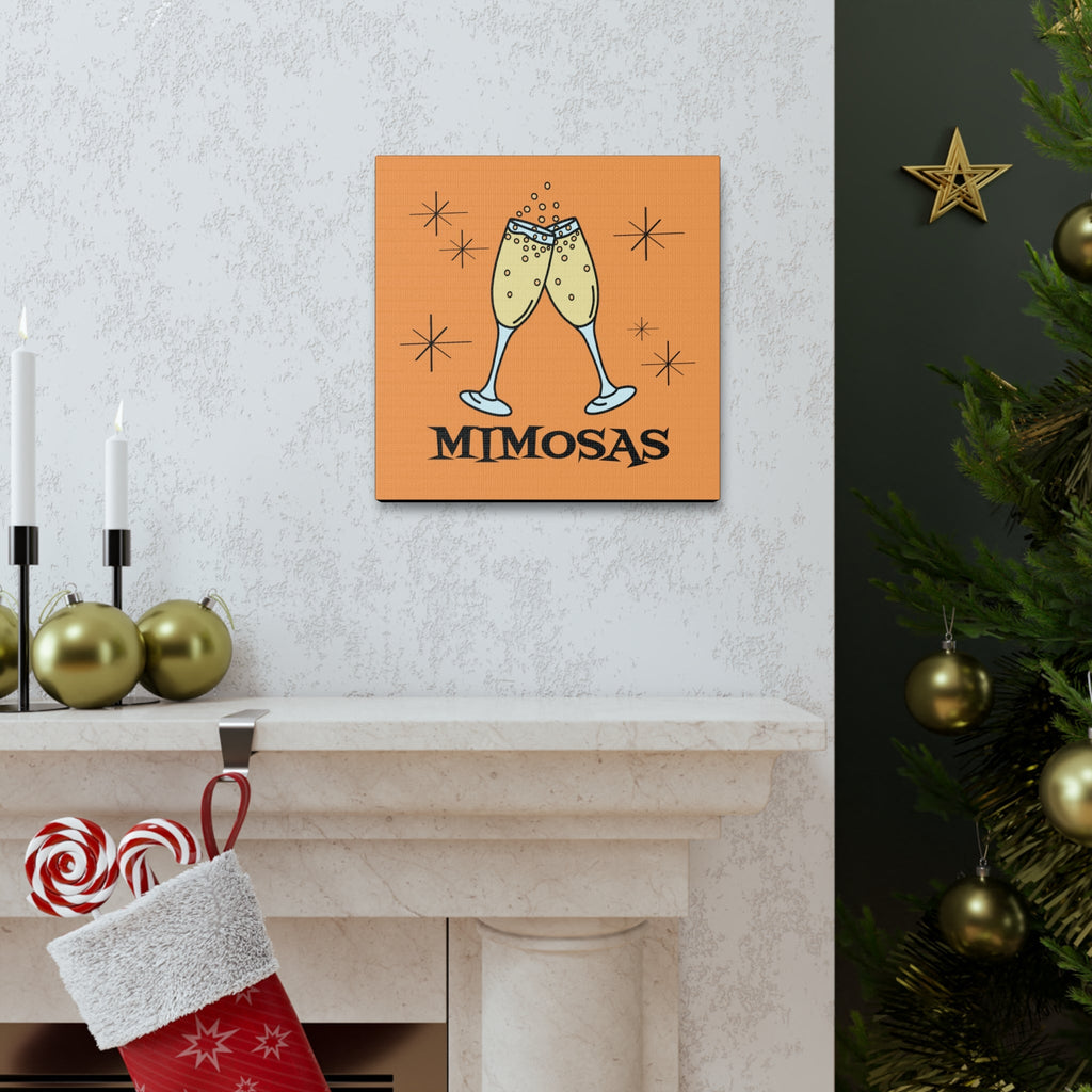 Mimosas Atomic Mid Century Retro Style Pink Canvas Gallery Wrap