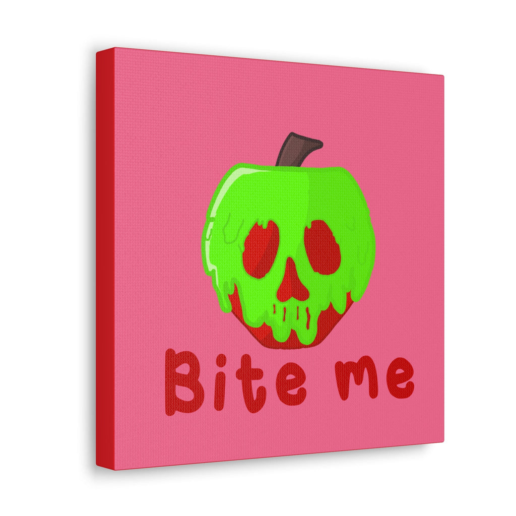 Bite Me Poison Apple Halloween Canvas Gallery Wraps - Pink