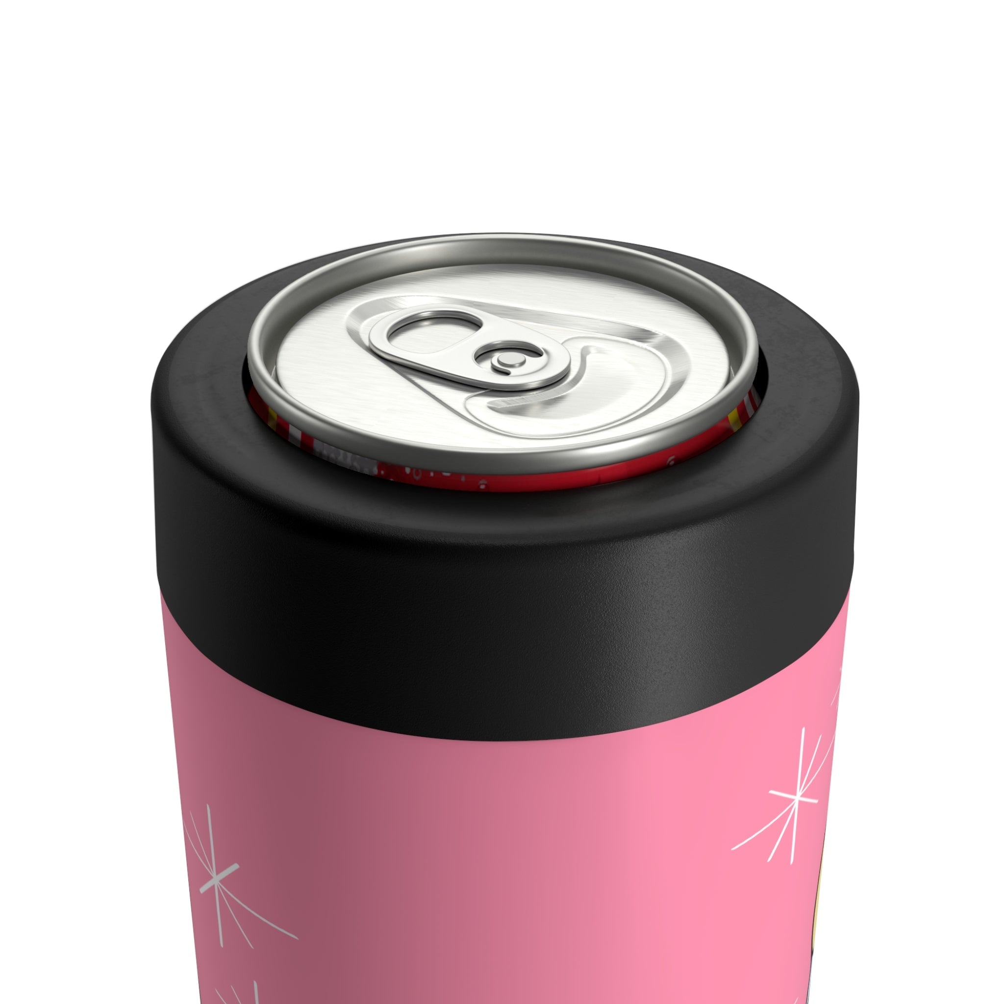 Cheers Champagne Atomic Mid Century Retro Style Print Lined Stainless Steel Can Holder