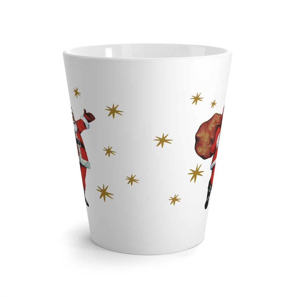 Santa With Gold Stars Mid Century Retro Christmas Print Latte Mug