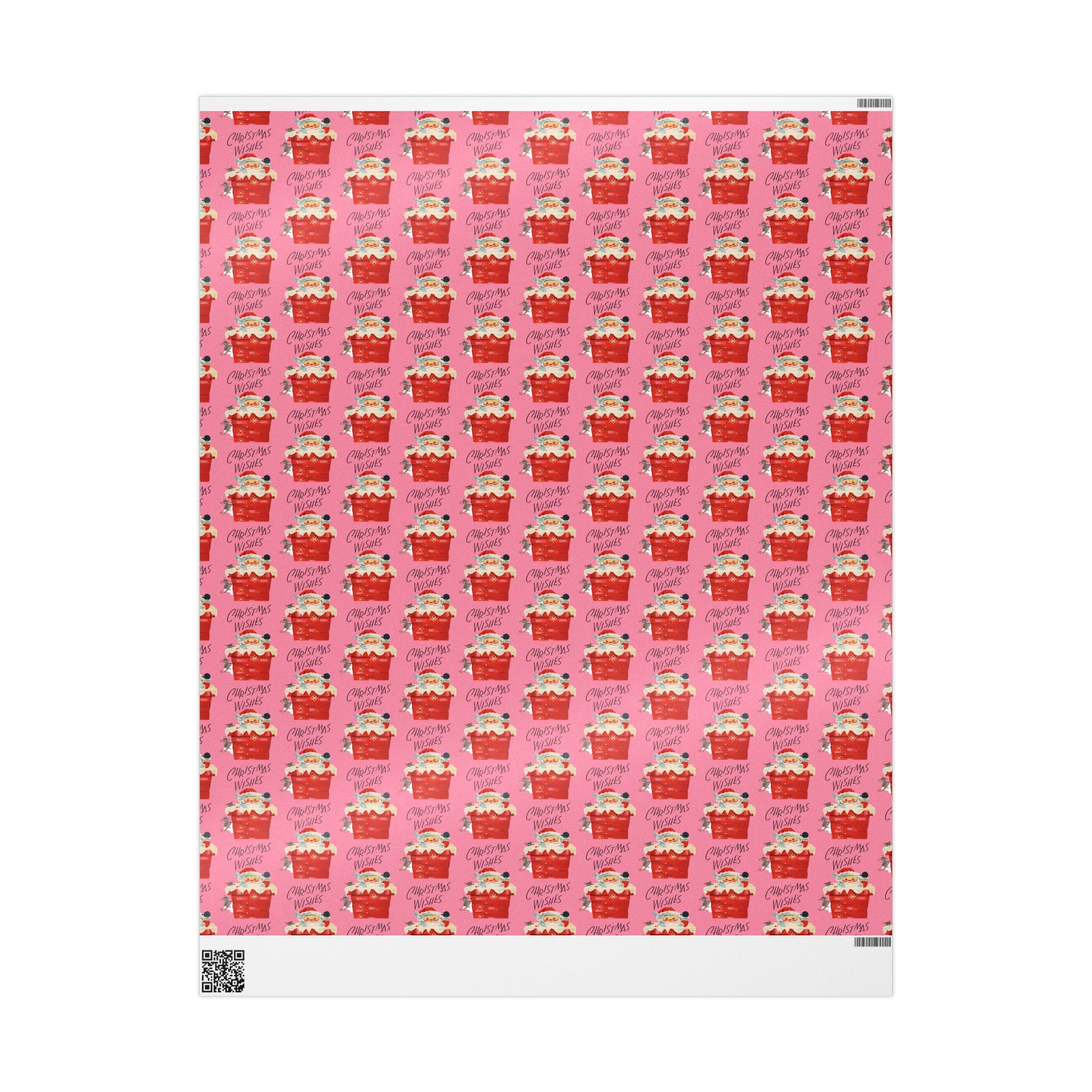 Christmas Wishes Santa In Chimney Pink Mid Century Retro Christmas Style Holiday Gift Wrap Paper - Glossy Or Matte