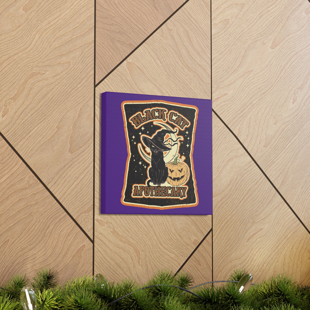 Black Cat Apothecary Distressed Style Halloween Print Canvas Gallery Wrap