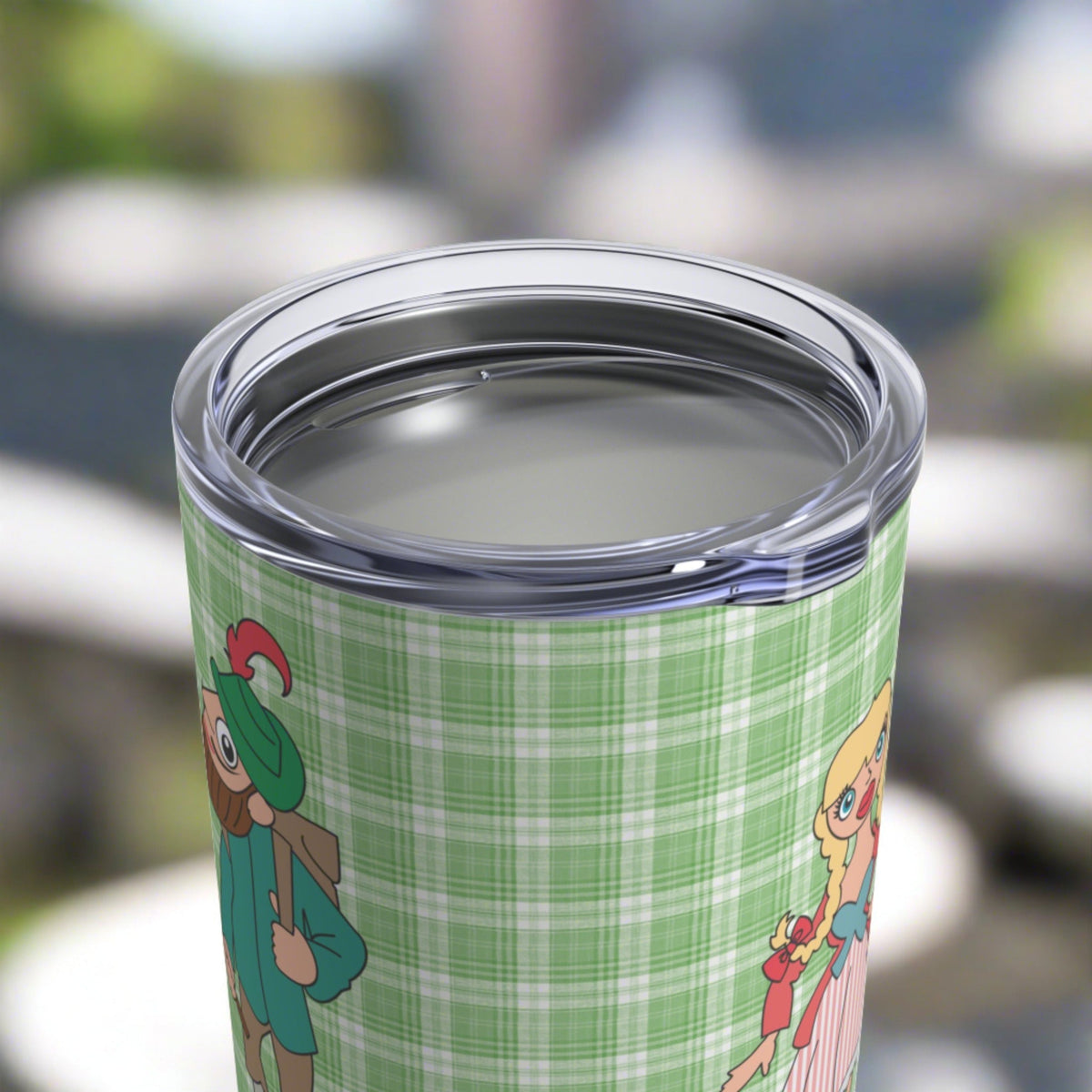 Sound Of Music Stainless Steel Tumbler 10oz Lonely Goatherd Girl In Pale Pink Coat Goat Baby Green Plaid Cup Unique Cute Gift For Friend