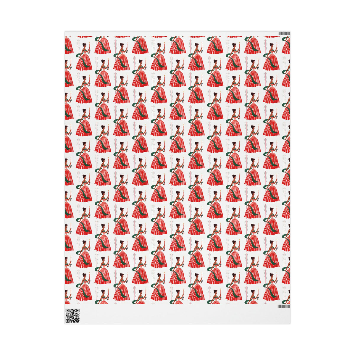Happy Holidays Christmas Lady With Candle Retro Christmas Print Holiday Gift Wrap Paper - Glossy Or Matte